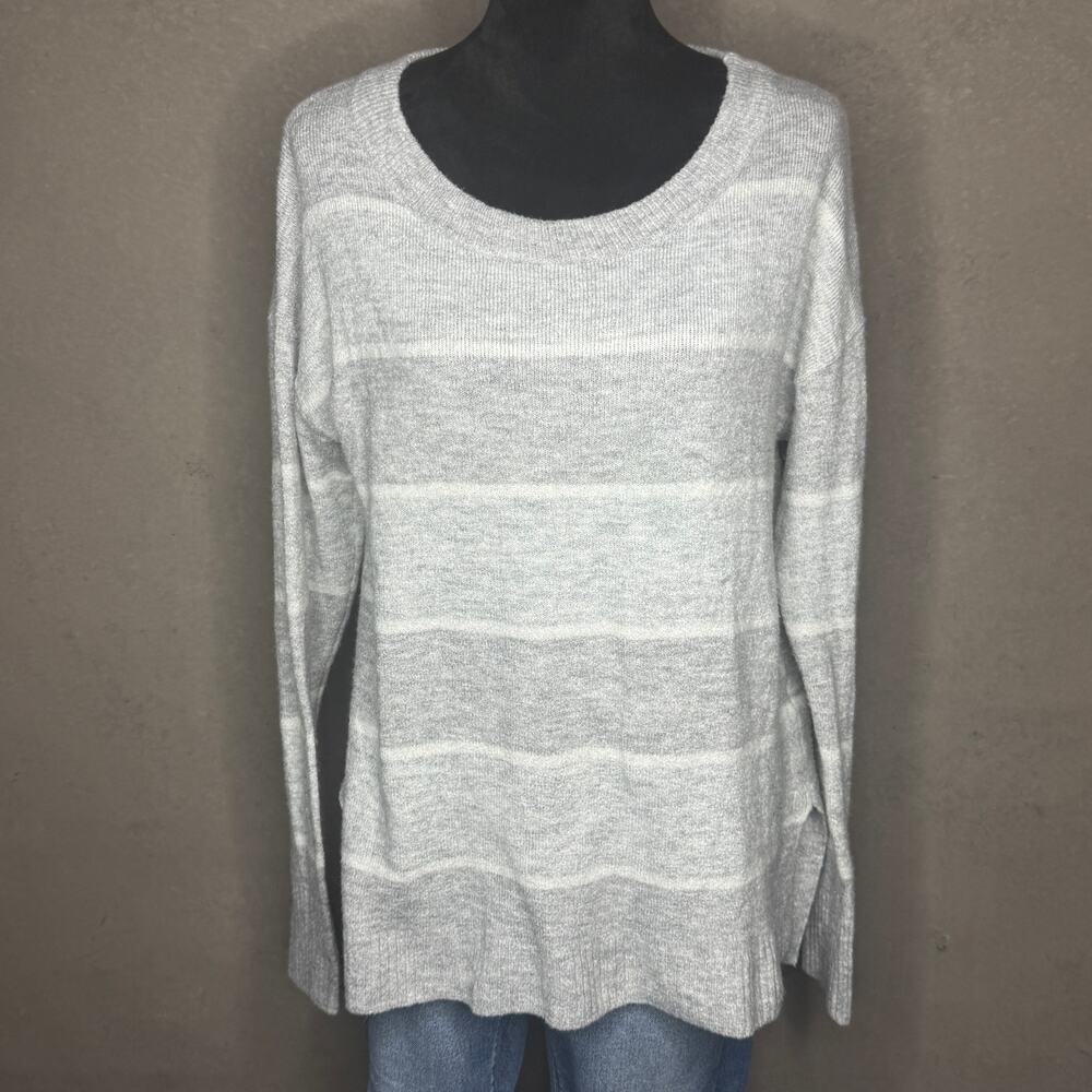 GAP Gray Striped Soft Knit Sweater Size Large